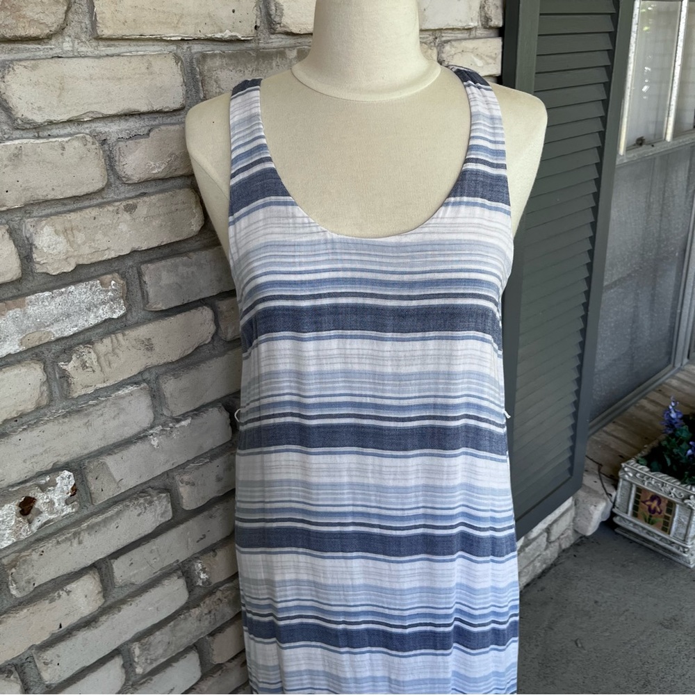 Cloth & Stone maxi blue stripped summer dress - Picture 3 of 7